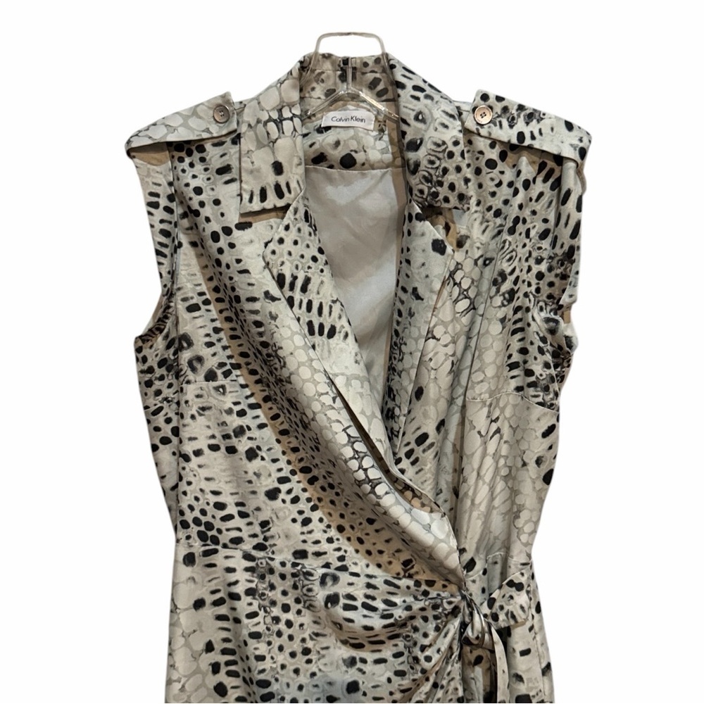 Calvin Klein Snake Print Faux Wrap Dress Size 8 - Picture 2 of 8